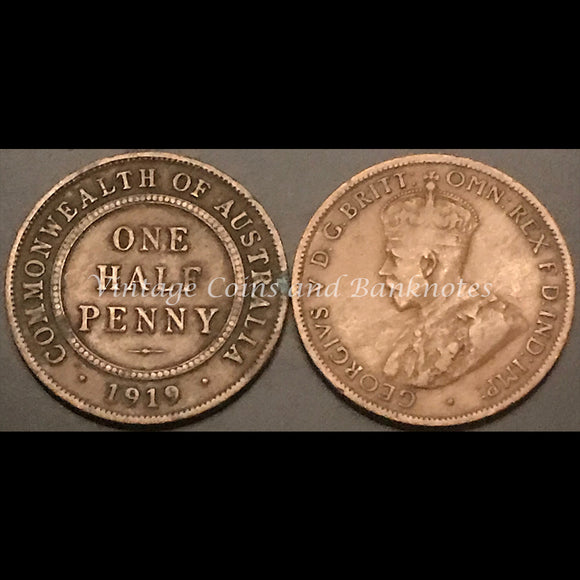 1919S Half Penny George V FINE