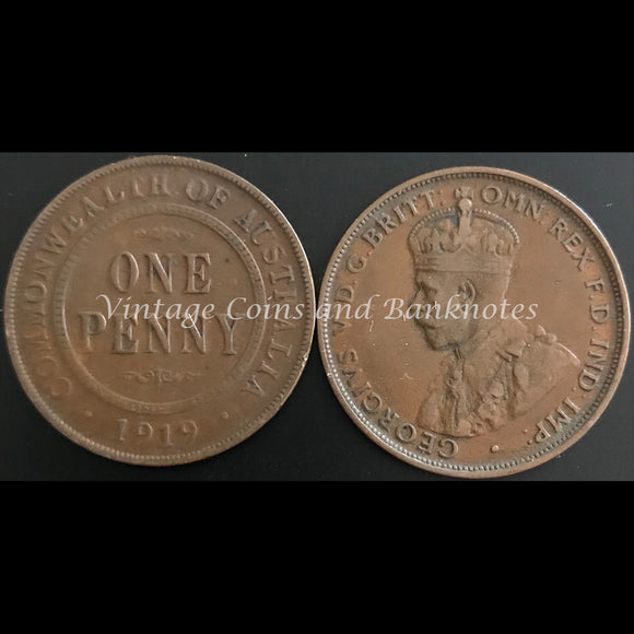 1919M.u/scroll Penny George V VF