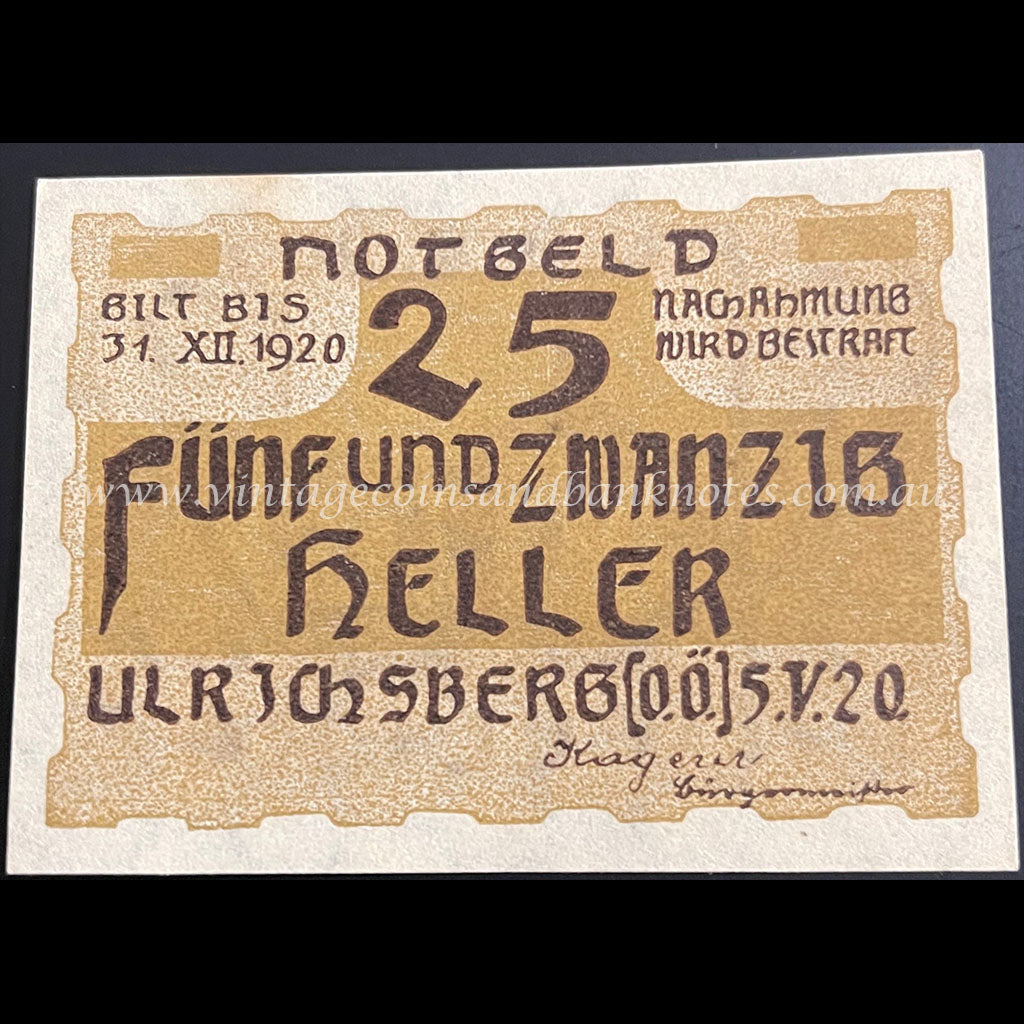 Austria 1920 25 Heller - Ulrichsberg Notgeld UNC