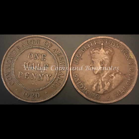 1920S Half Penny George V gFINE