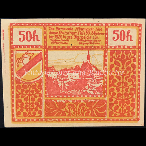 Austria 1920 50 Heller - Neymarkt Notgeld UNC