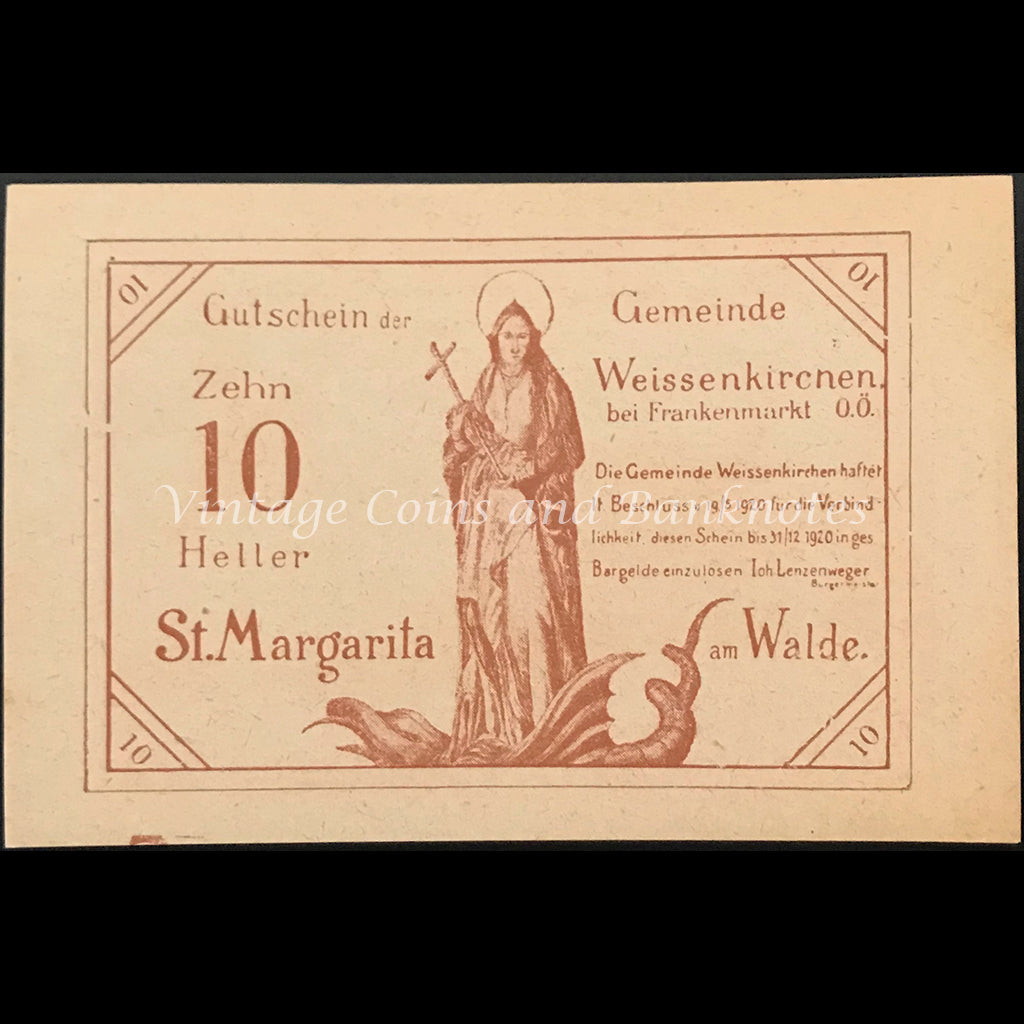 Austria 1920 10 Heller - Weissenkirchen Notgeld UNC