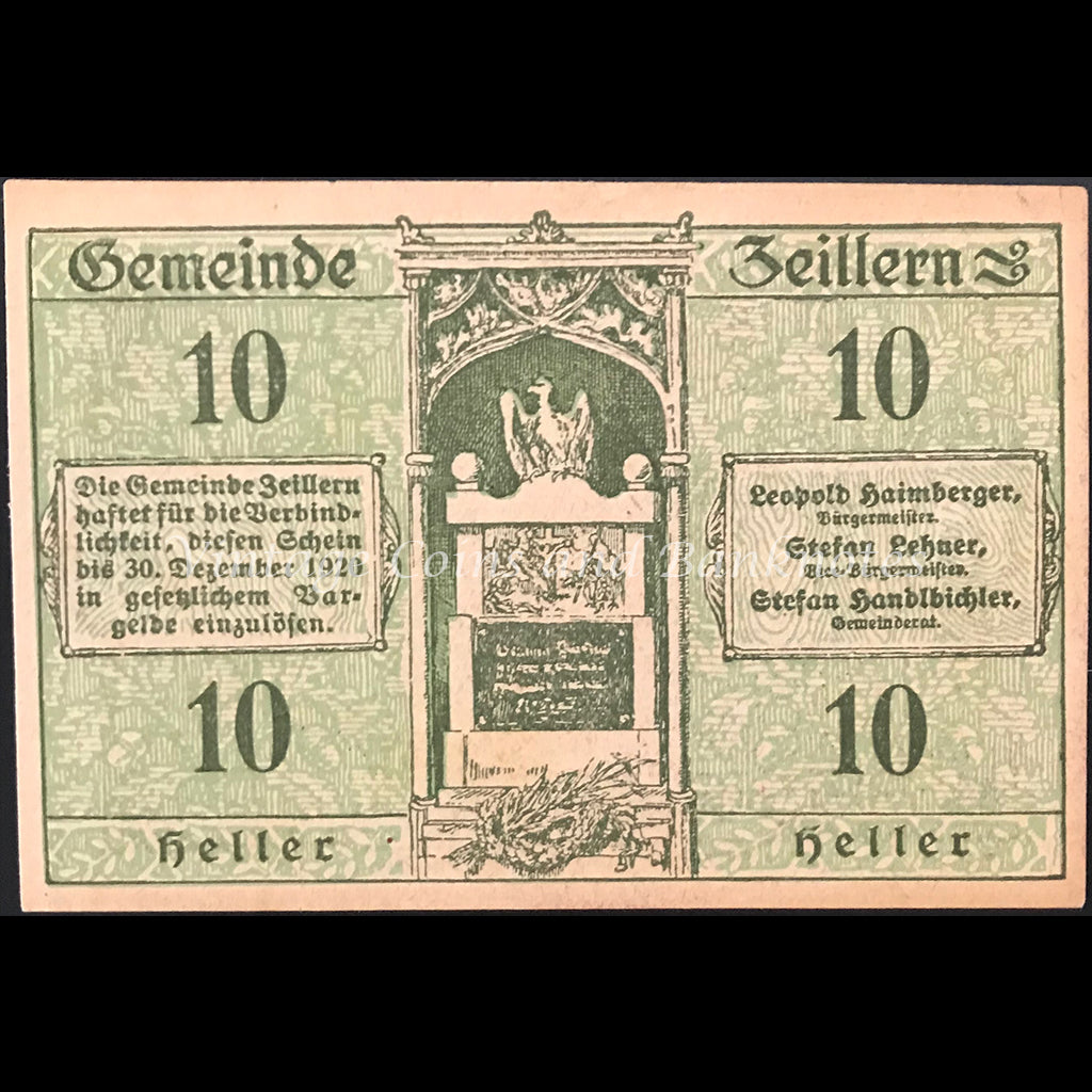 Austria 1920 10 Heller - Zeillern Notgeld UNC