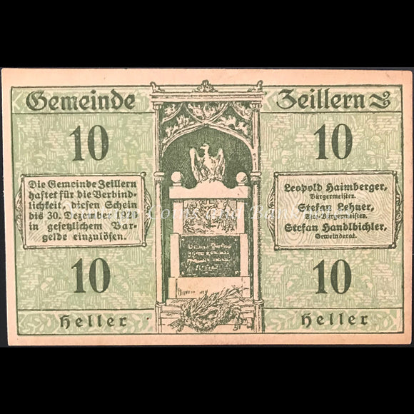 Austria 1920 10 Heller - Zeillern Notgeld UNC