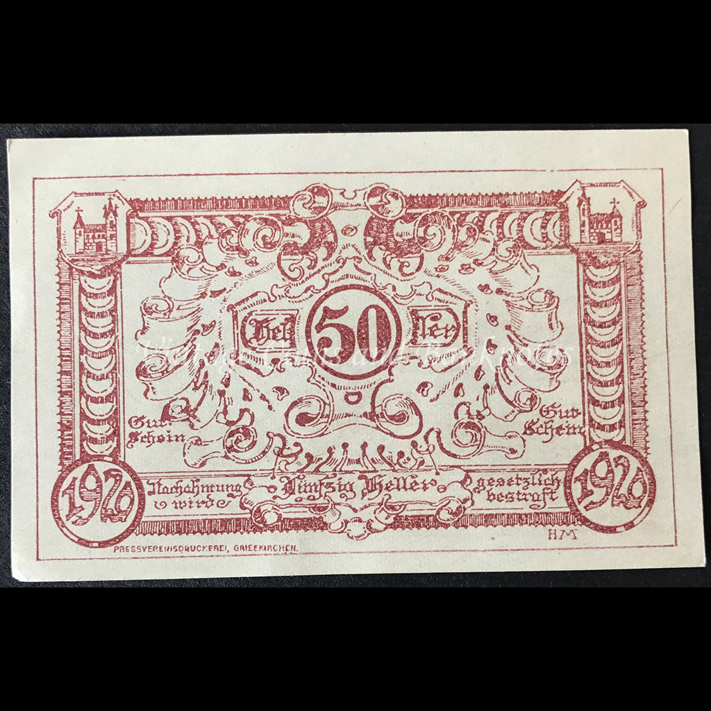 Austria 1920 50 Heller - Grieskirchen Notgeld UNC