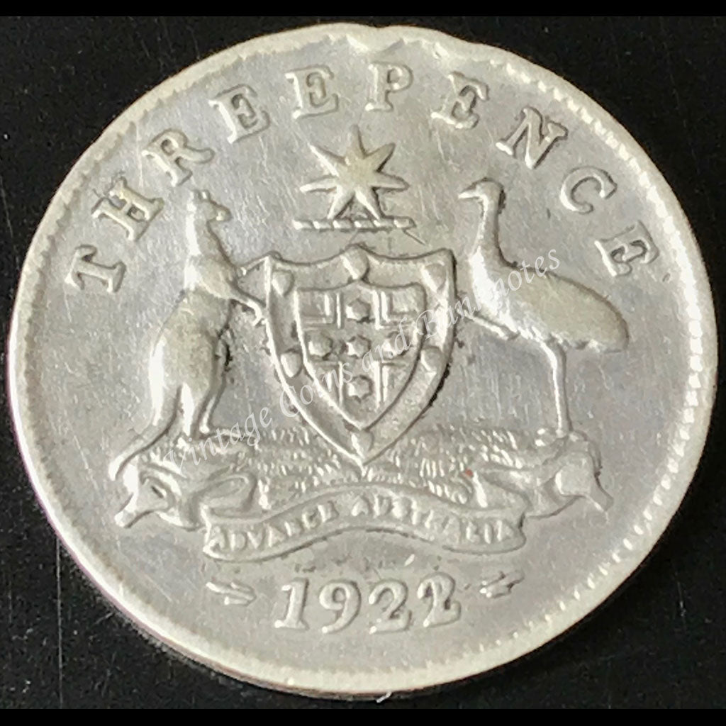 1922/1 Overdate Threepence George V Extremely Scarce and Rare