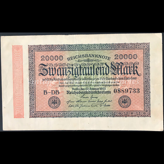 Germany 1923 Reichsbanknote 20,000 Mark EF