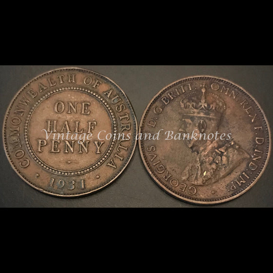 1931M Half Penny George V gFINE+