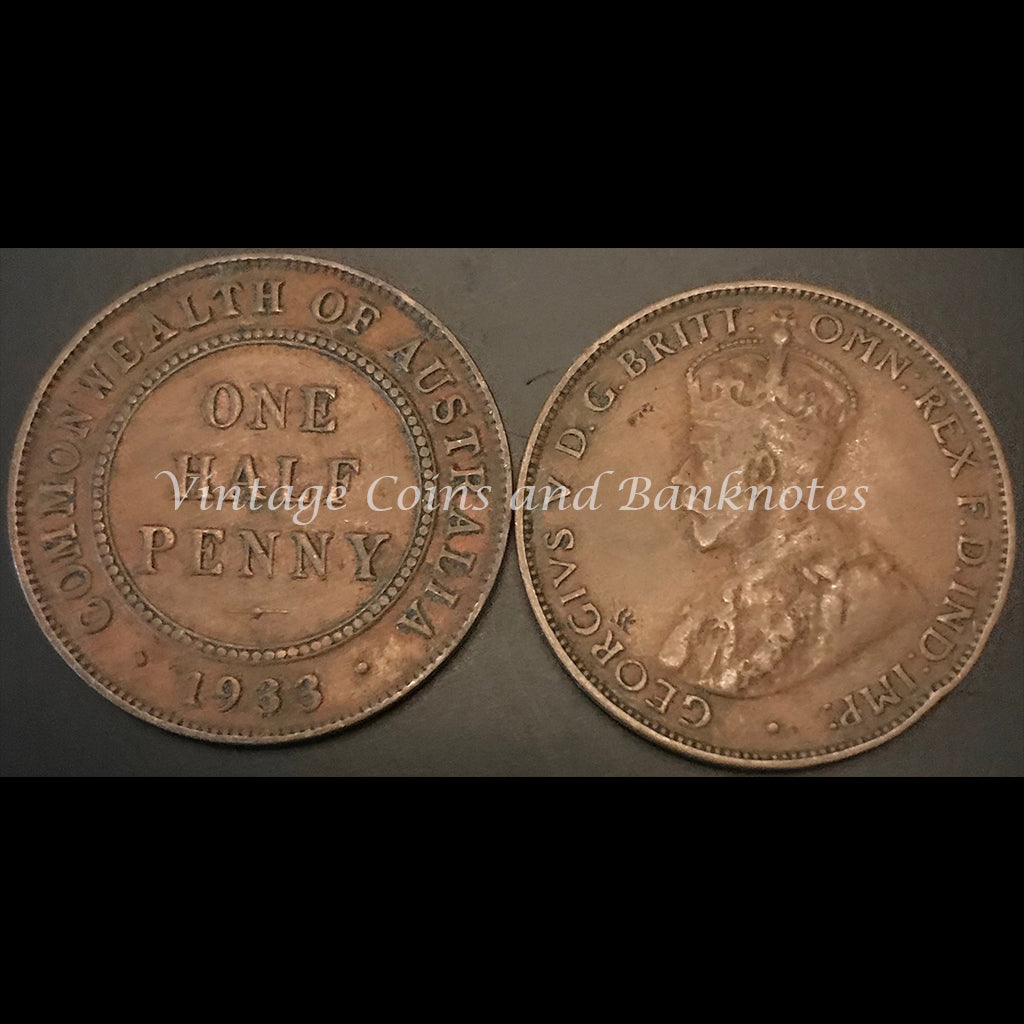 1933M Half Penny George V aVF