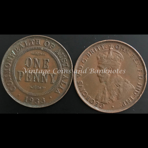 1933M Penny George V aVF