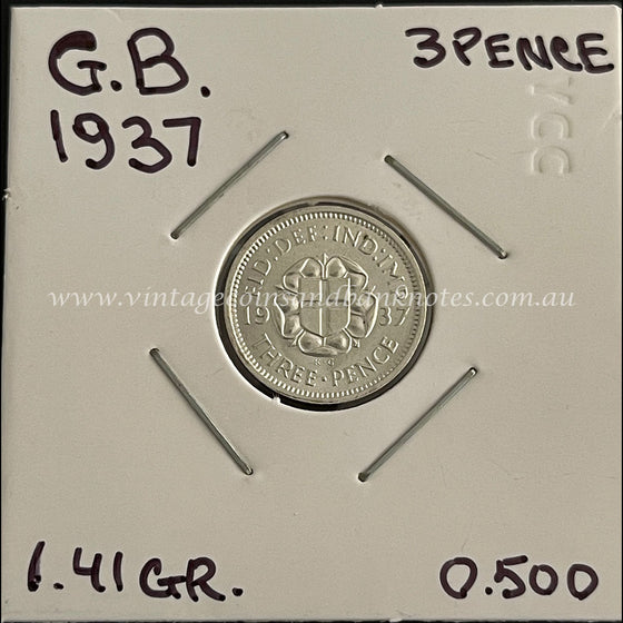 1937 British Threepence King George VI UNC