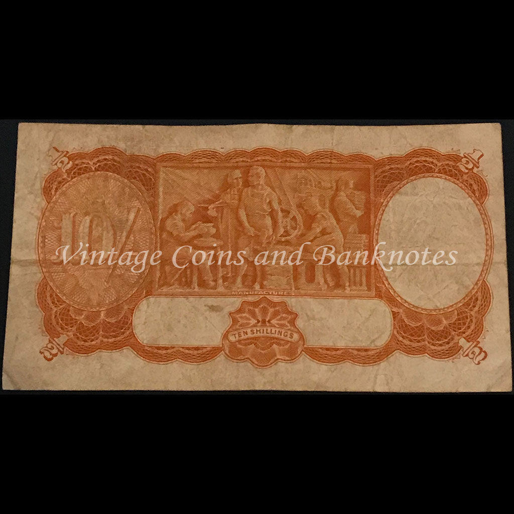 1939 Sheehan McFarlane Ten Shillings George VI Last Prefix F24 FINE