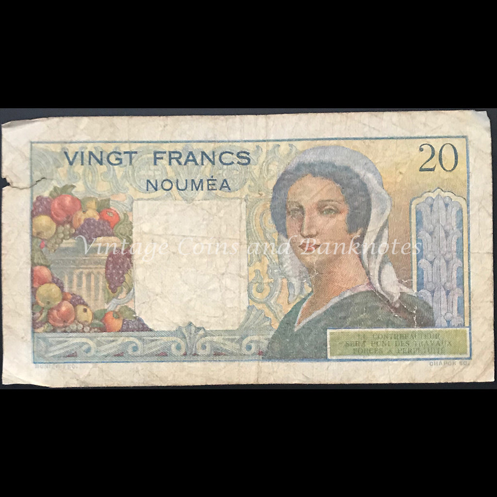 New Caledonia (New Hebrides) ND (1941-45) 20 Francs VG