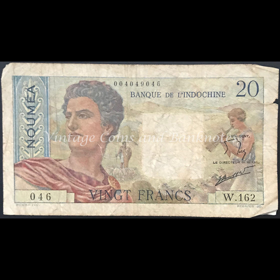 New Caledonia (New Hebrides) ND (1941-45) 20 Francs VG