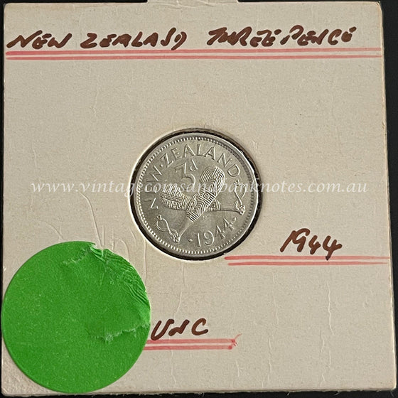 1944 New Zealand Threepence George VI UNC