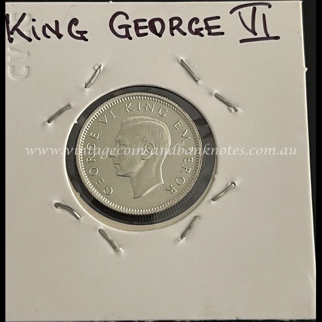 1944 New Zealand Sixpence King George VI UNC