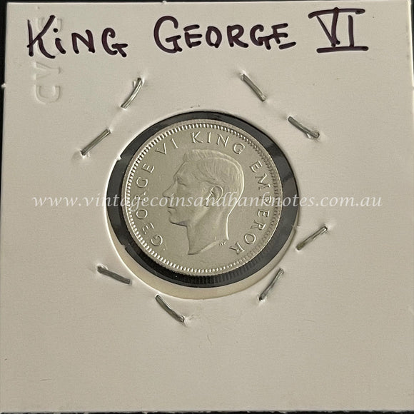 1945 New Zealand Sixpence King George VI UNC