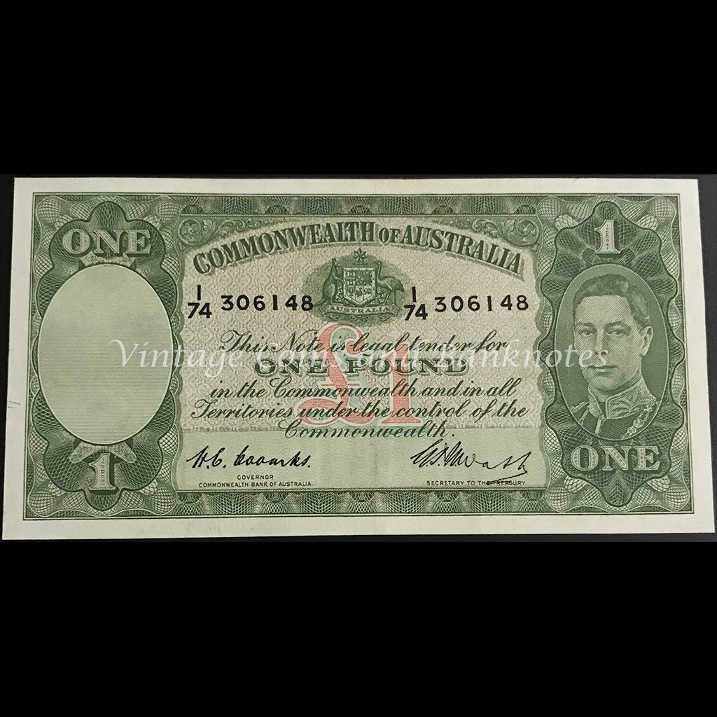 1949 Coombs Watt One Pound George VI aUNC