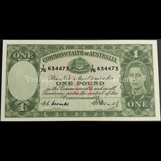 1949 Coombs Watt One Pound George VI UNC