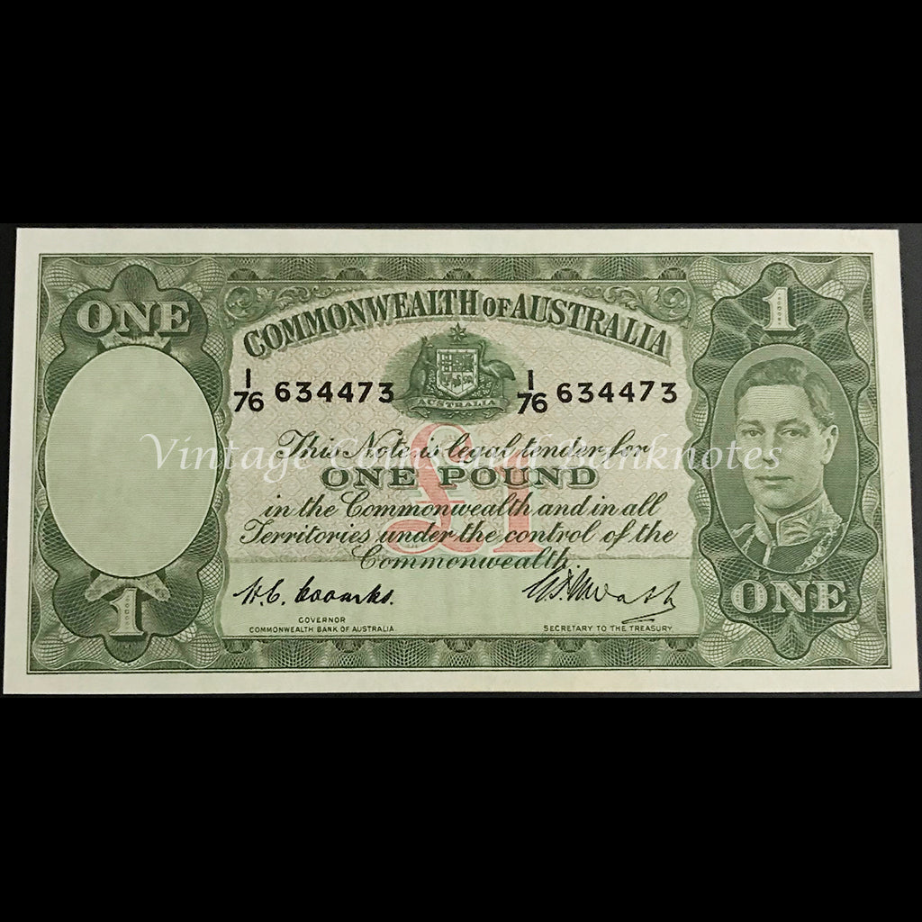 1949 Coombs Watt One Pound George VI UNC