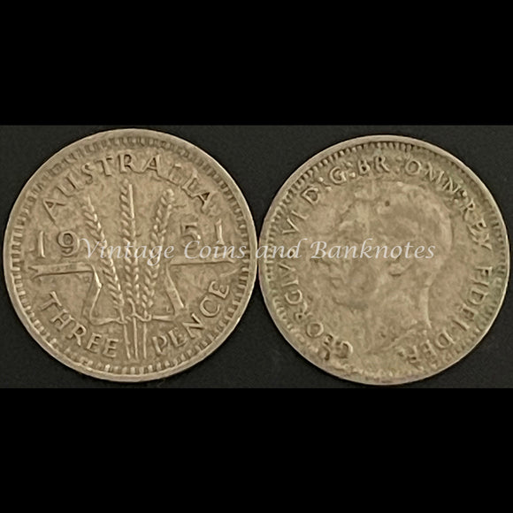 1951 Threepence George VI gFINE