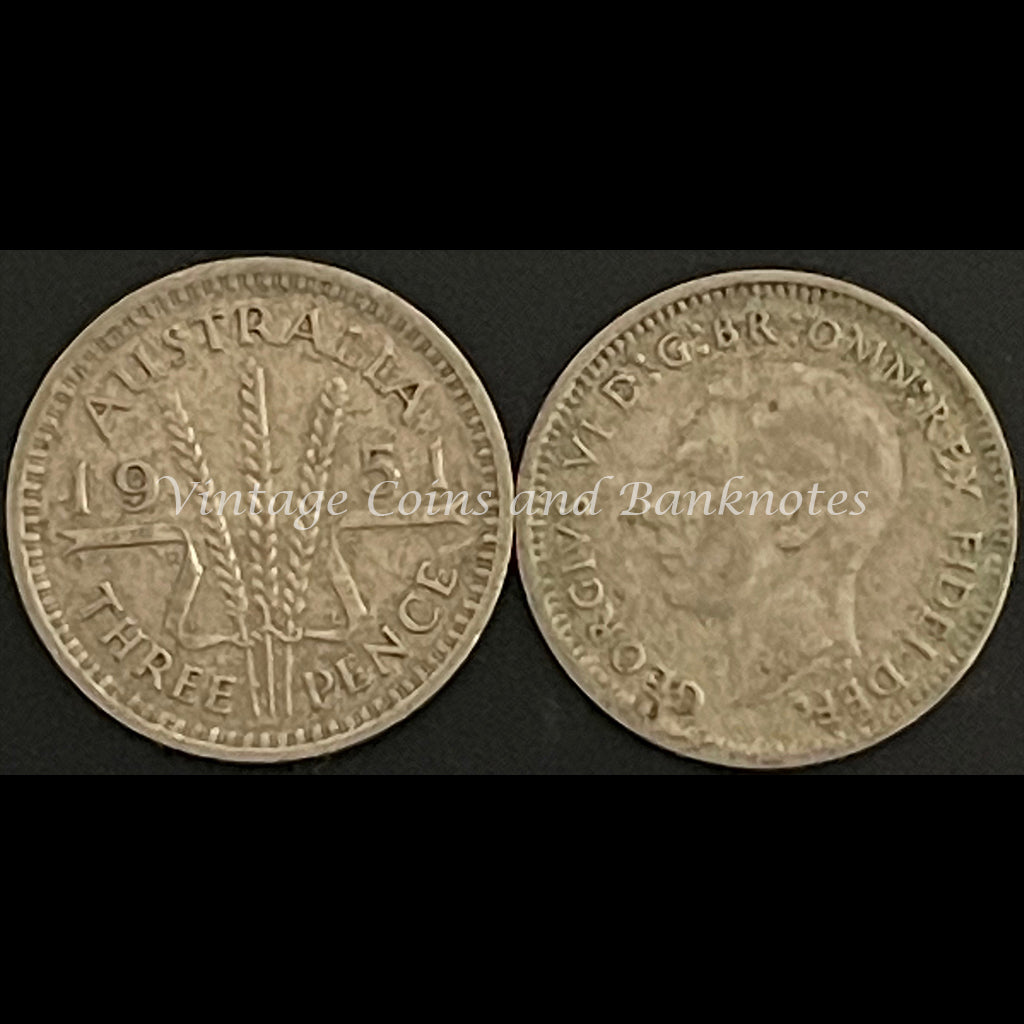 1951 Threepence George VI gFINE