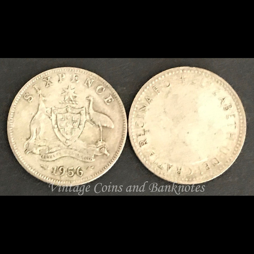 1956 Sixpence Elizabeth II