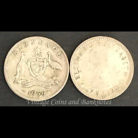 1956 Sixpence Elizabeth II