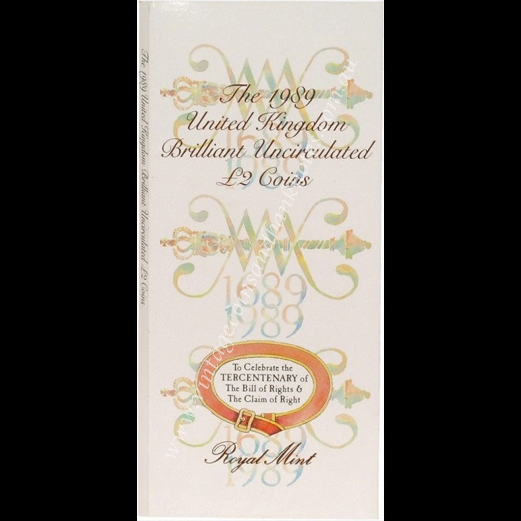 1989 United Kingdom 2 Pounds Uncirculated Coin Set - Celebrate Tercentenary