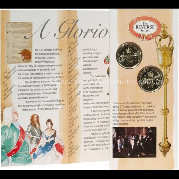 1989 United Kingdom 2 Pounds Uncirculated Coin Set - Celebrate Tercentenary