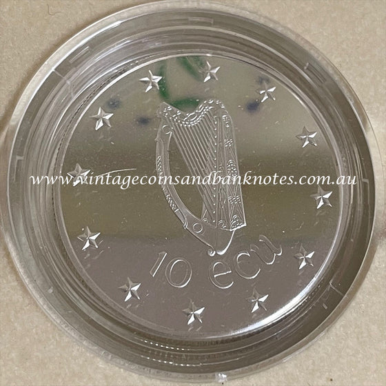 1990 Ireland 10 ECU Sterling Silver Frosted Proof Coin