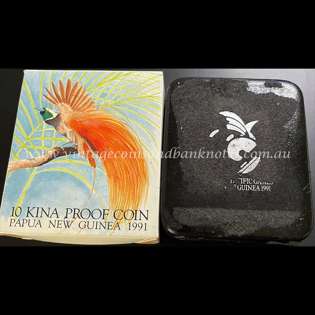 1991 Papua New Guinea 10 Kina Sterling Silver Proof Coin - Commemorates 9th PNG South Pacific Games