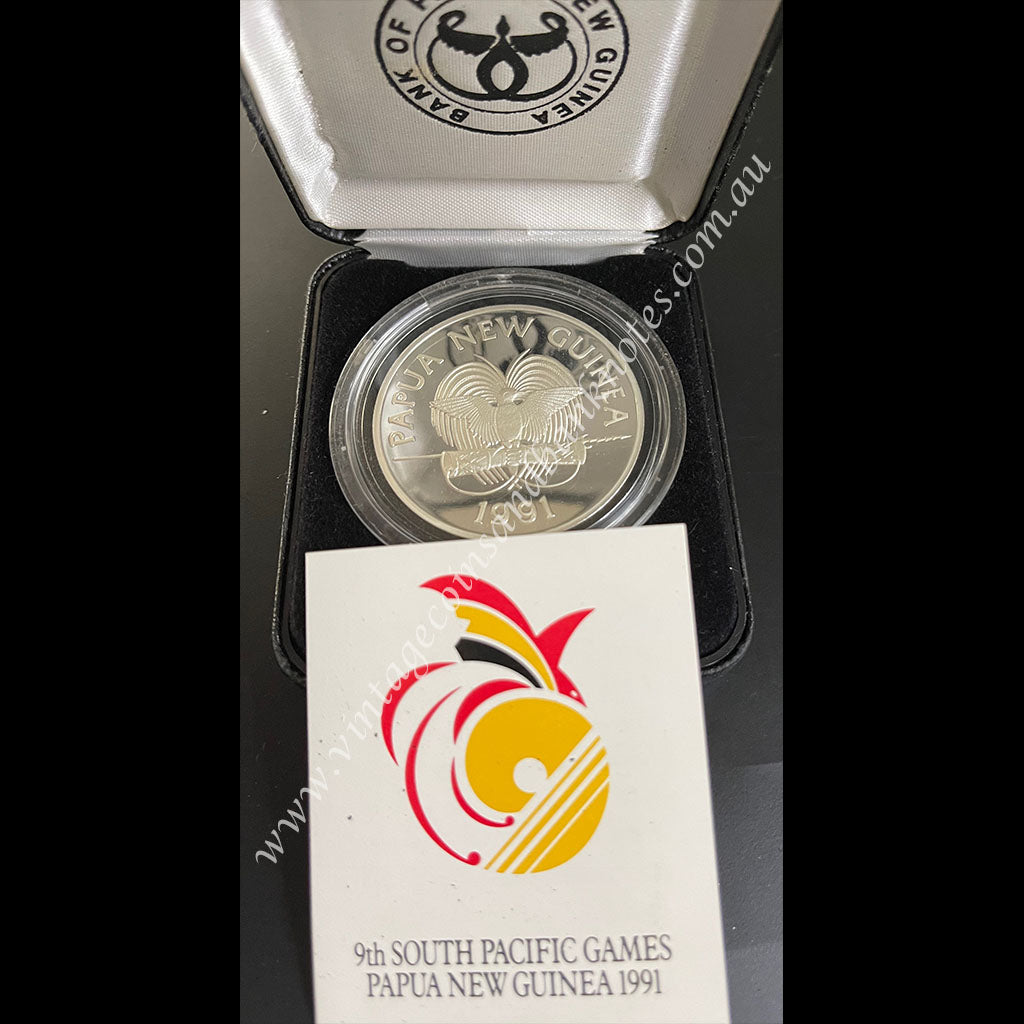 1991 Papua New Guinea 10 Kina Sterling Silver Proof Coin - Commemorates 9th PNG South Pacific Games