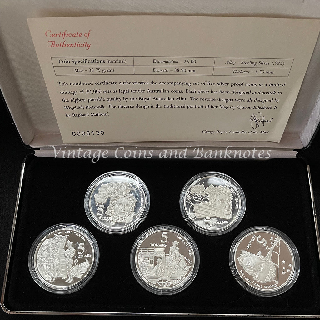 1995 $5 Masterpieces in Sterling Silver Coin Set - Colonial Australia