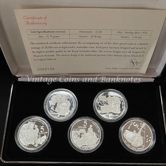 1995 $5 Masterpieces in Sterling Silver Coin Set - Colonial Australia