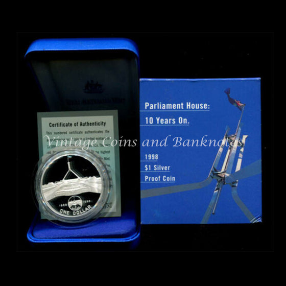 1998 $1 Silver Proof Coin - Parliament House 10 Years On