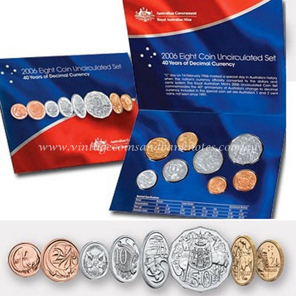 2006 Eight Coin Mint Set - 40 Years of Decimal Currency