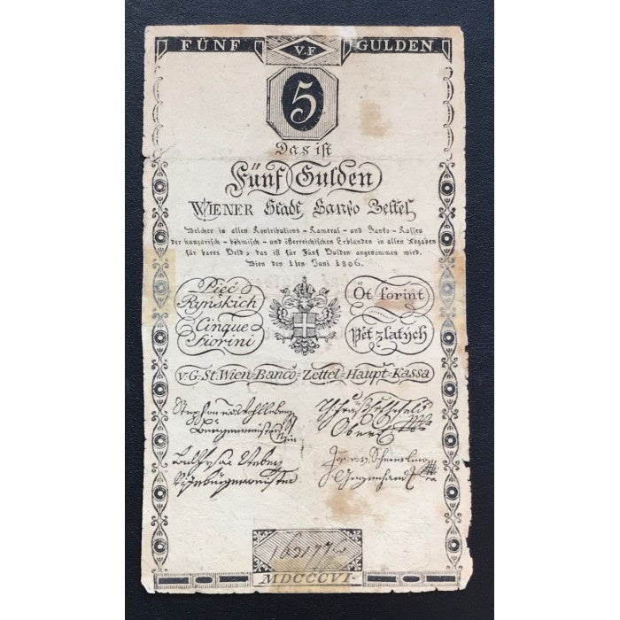 Austria RARE 1806 5 Gulden