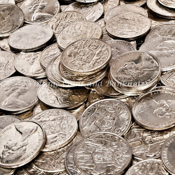 1966 Round 50c Coins Coat of Arms Slightly Circulated