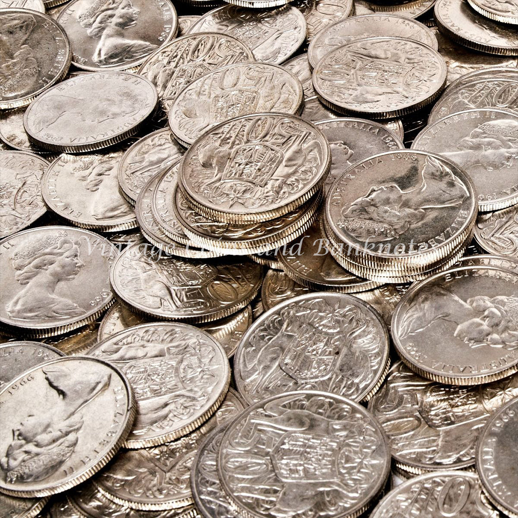 1966 Round 50c Coins Coat of Arms Slightly Circulated